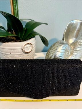 Jessica McClintock Black Beaded Evening Clutch/Purse